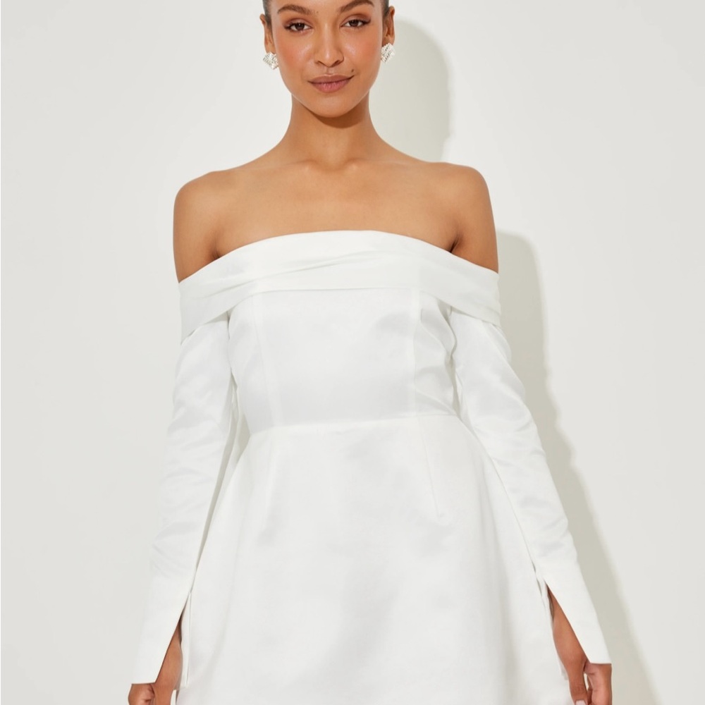 OddMuse Strapless White Bardot Dress